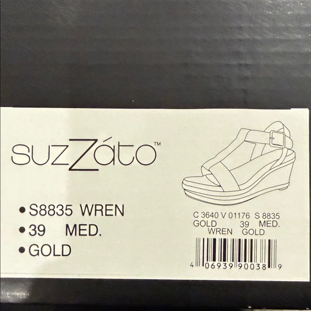 Suzzato Brown Wedge Sandals with Tan Accents